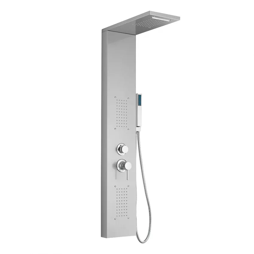 Colonna Doccia Sirmione - Acciaio Inox, Miscelatore, Cascata e Idromassaggio