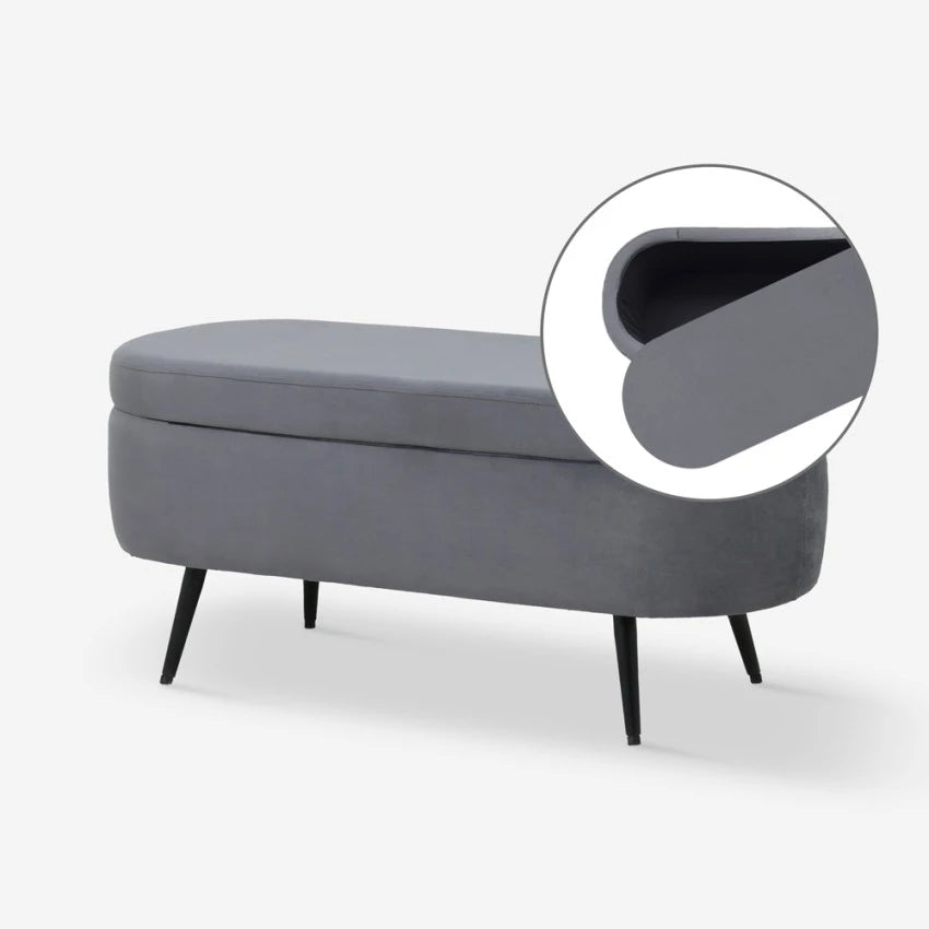 Pouf contenitore poggiapiedi in velluto panca ingresso design Renoir