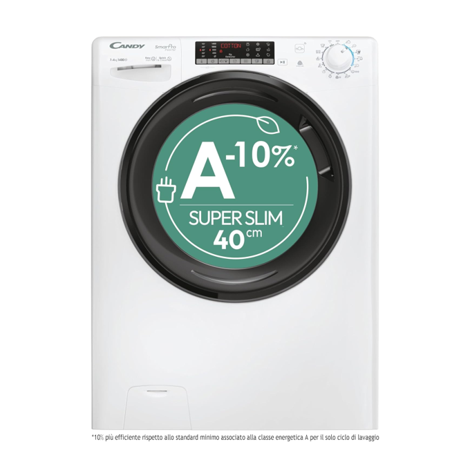 LAVASCIUGA SLIM CANDY SMART PRO INVERTER CSOW 4746TWMB5-S, 7+4 KG, 1400 GIRI, 89x60x45 CM, CLASSE ENERGETICA E
