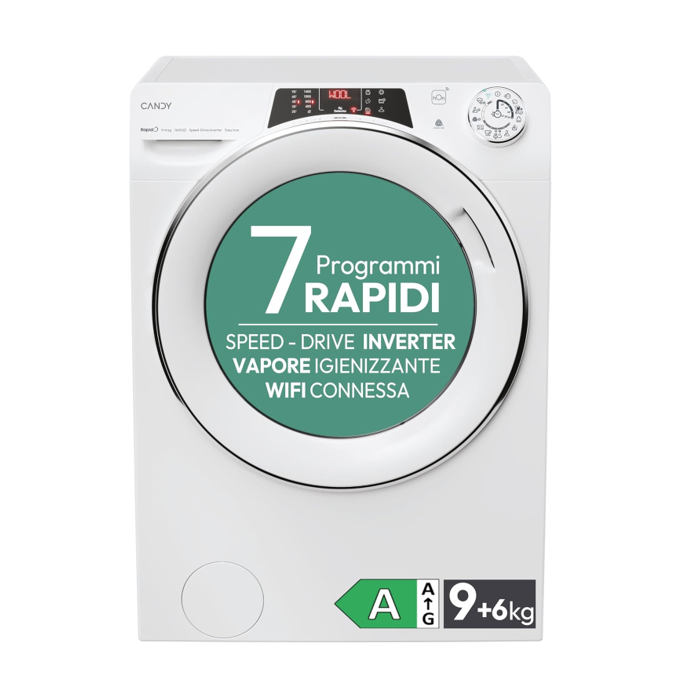 LAVASCIUGA CANDY ROW4964DWMCT/1-S, 9+6 KG, 1400 GIRI,  60x58x85 CM, CLASSE ENERGETICA A