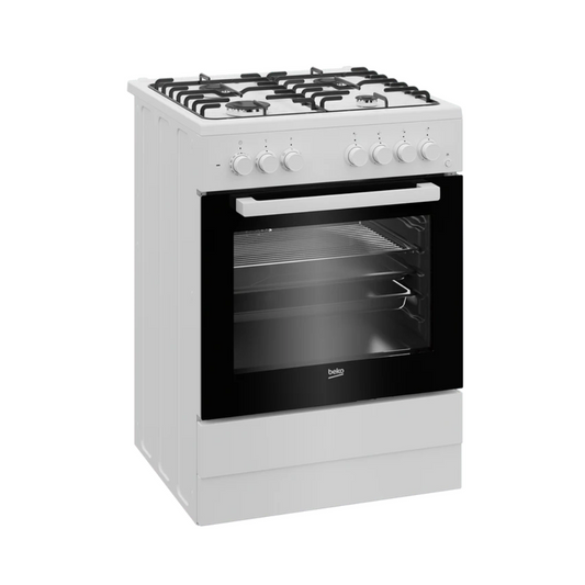 Beko FSE62110DW – Cucina 60×60, Gas 4 Fuochi + Forno Elettrico (66 L), Classe A