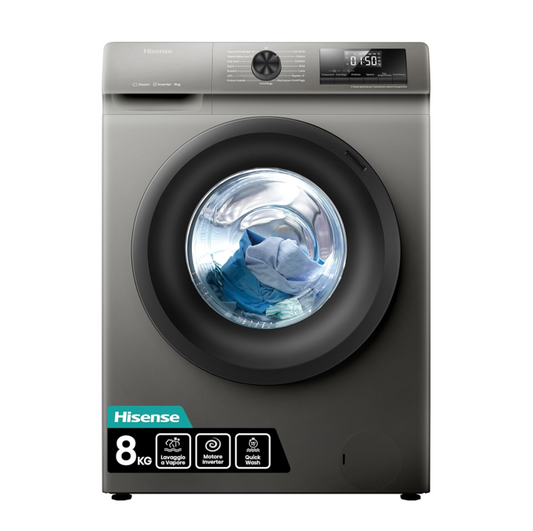LAVATRICE HISENSE WFQP8014EVMT, 8 KG, 1400 GIRI, CLASSE ENERGETICA A