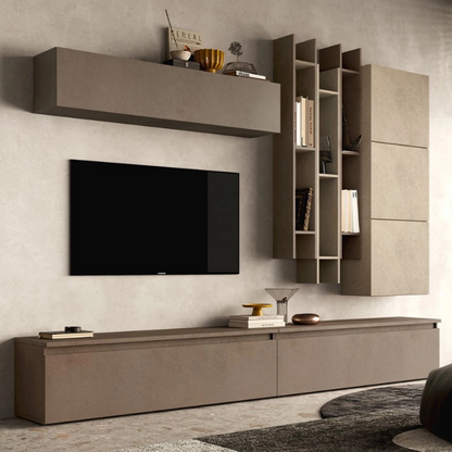 PARETE ATTREZZATA TV SALOTTO CON LIBRERIA DESIGN MODERNO INFINITY 20