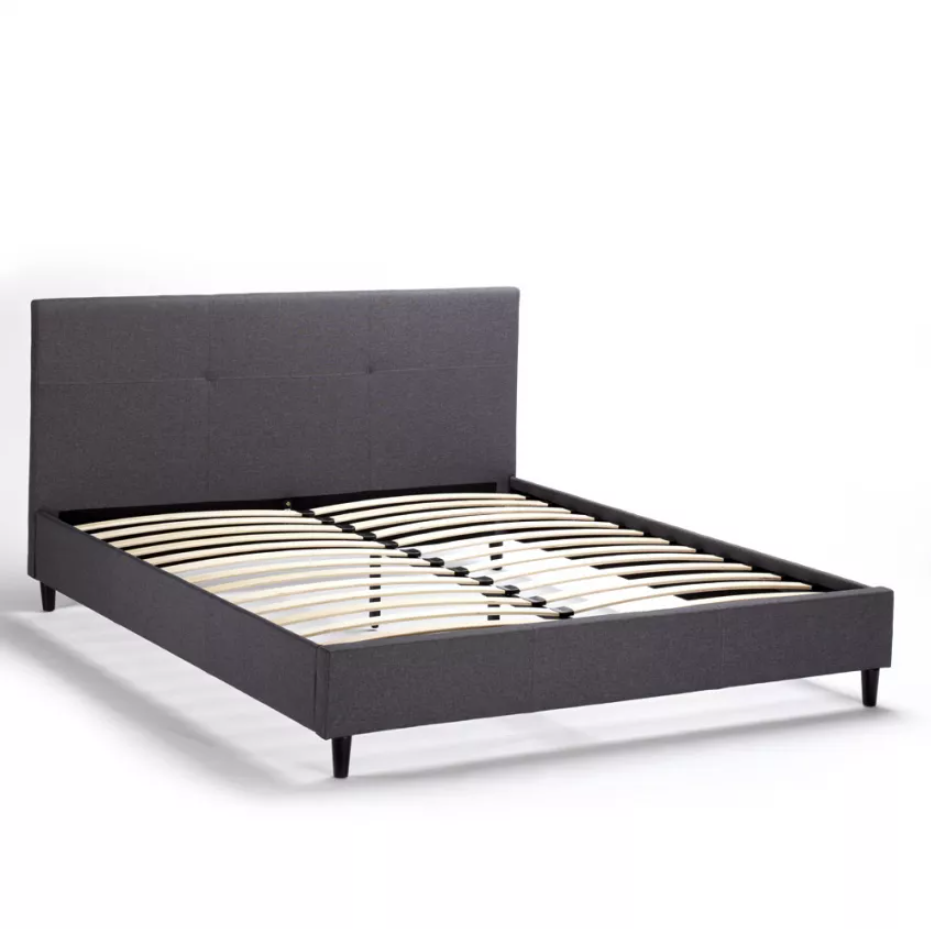 LETTO MATRIMONIALE 2 PIAZZE IN TESSUTO CON TESTIERA 160X190 LAUSANNE KING