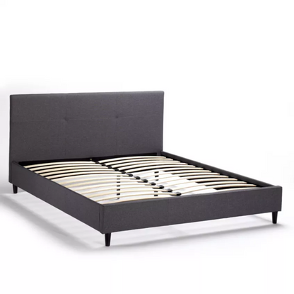 LETTO MATRIMONIALE 2 PIAZZE IN TESSUTO CON TESTIERA 160X190 LAUSANNE KING