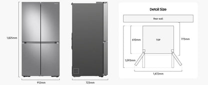 Frigorifero 4 Porte Samsung RF65A90TEB1/ES - 650L, Libera Installazione, Space Max™, Triple Cooling System, Classe Energetica E