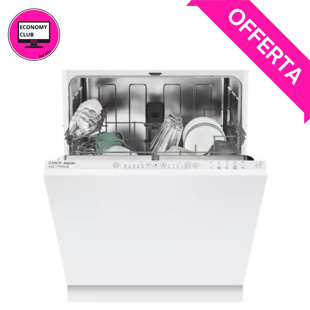 Lavastoviglie Candy CIMC E0W 3E53 - Incasso, 13 Coperti, Classe E, 5 Programmi, Silenziosa