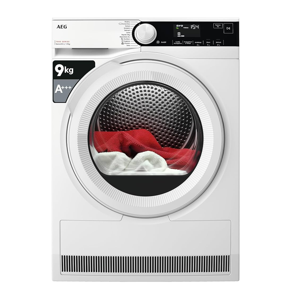 Asciugatrice AEG TR7G93OW - 9 Kg, Pompa di Calore, Porta Reversibile, Classe A++
