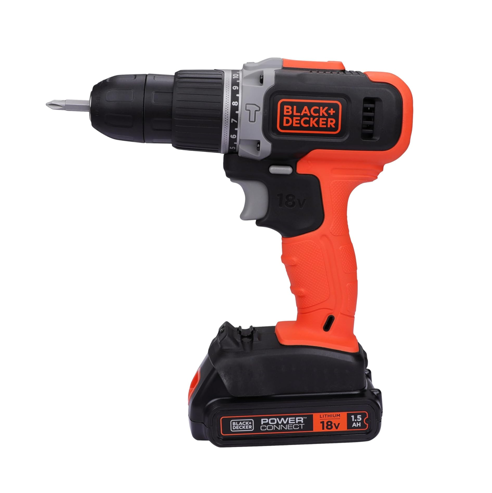 BLACK+DECKER BCD003C1-QW Trapano Avvitatore a percussione 18V, 1 Batteria 1.5Ah